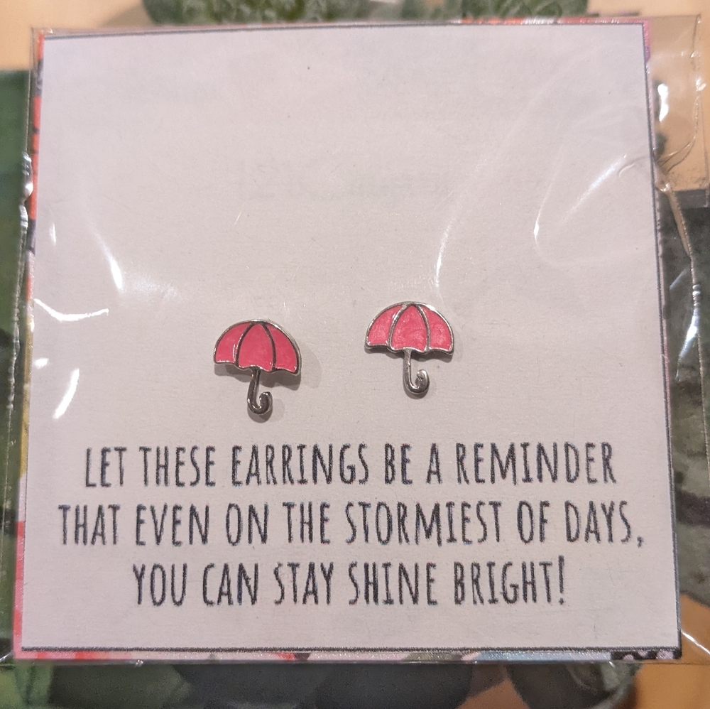 Brand new umbrella pink earrings